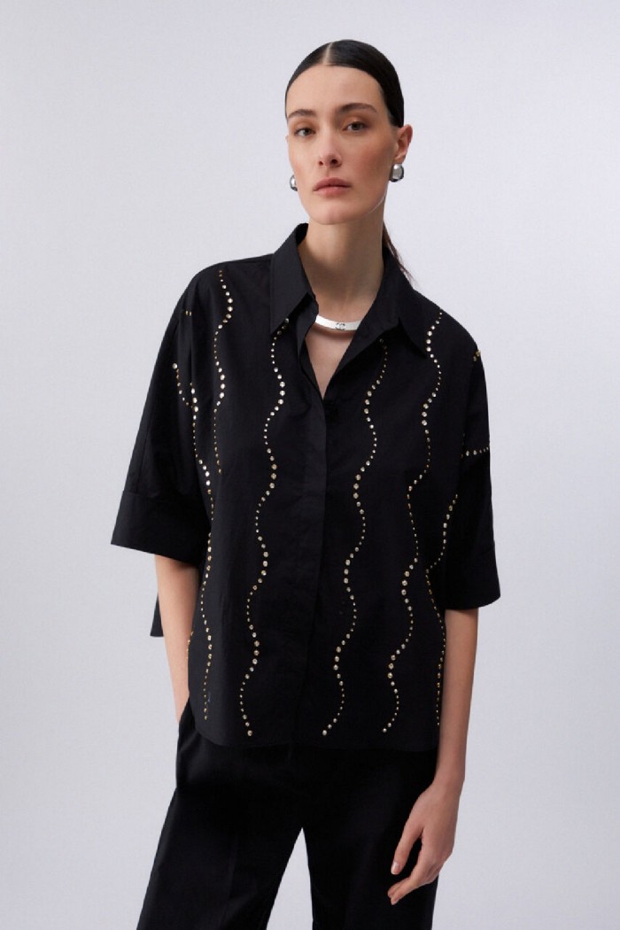 CAMICIA CON APPLICAZIONI GIOIELLO LIU JO