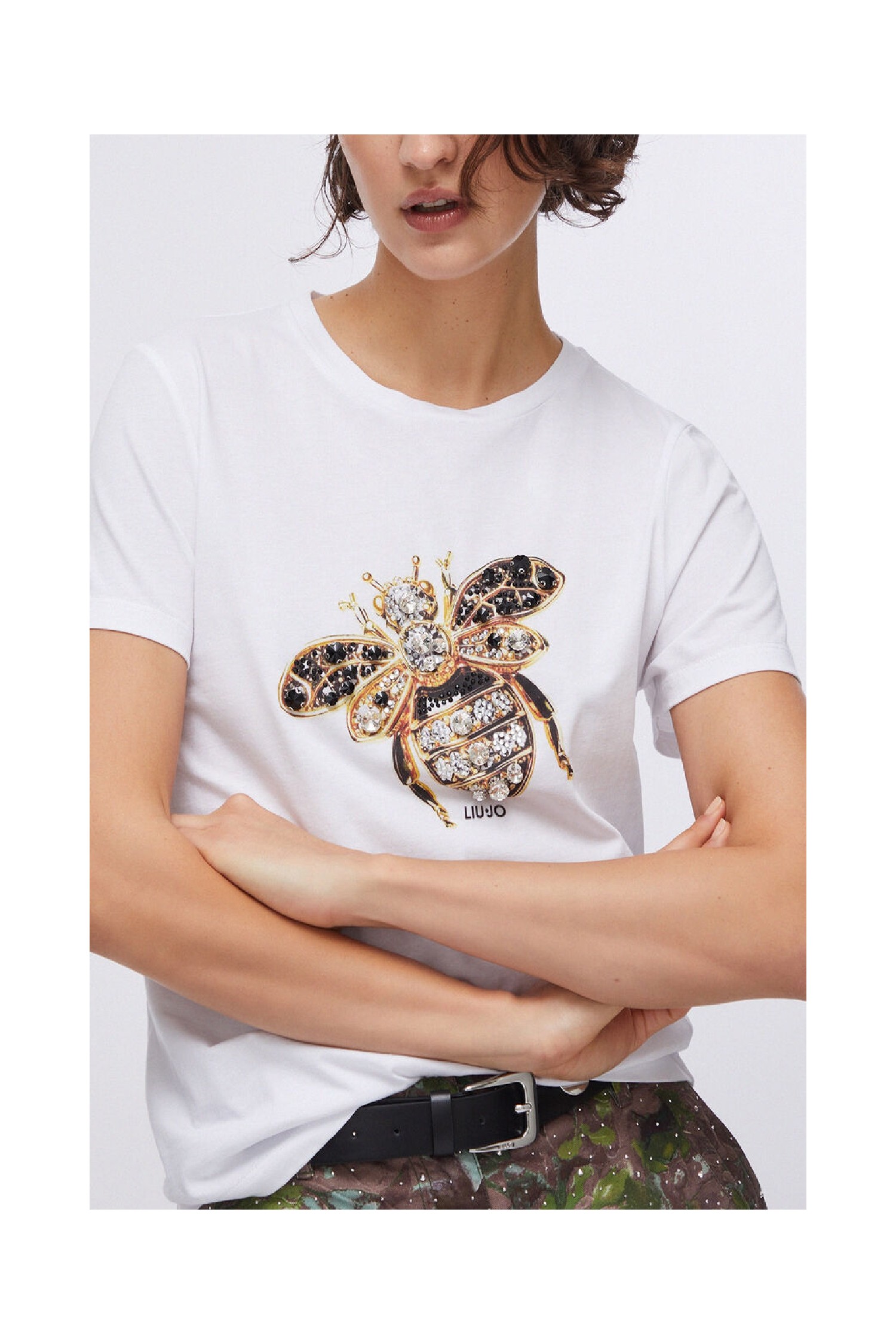 T-SHIRT CON STAMPA E APPLICAZIONI LIU JO