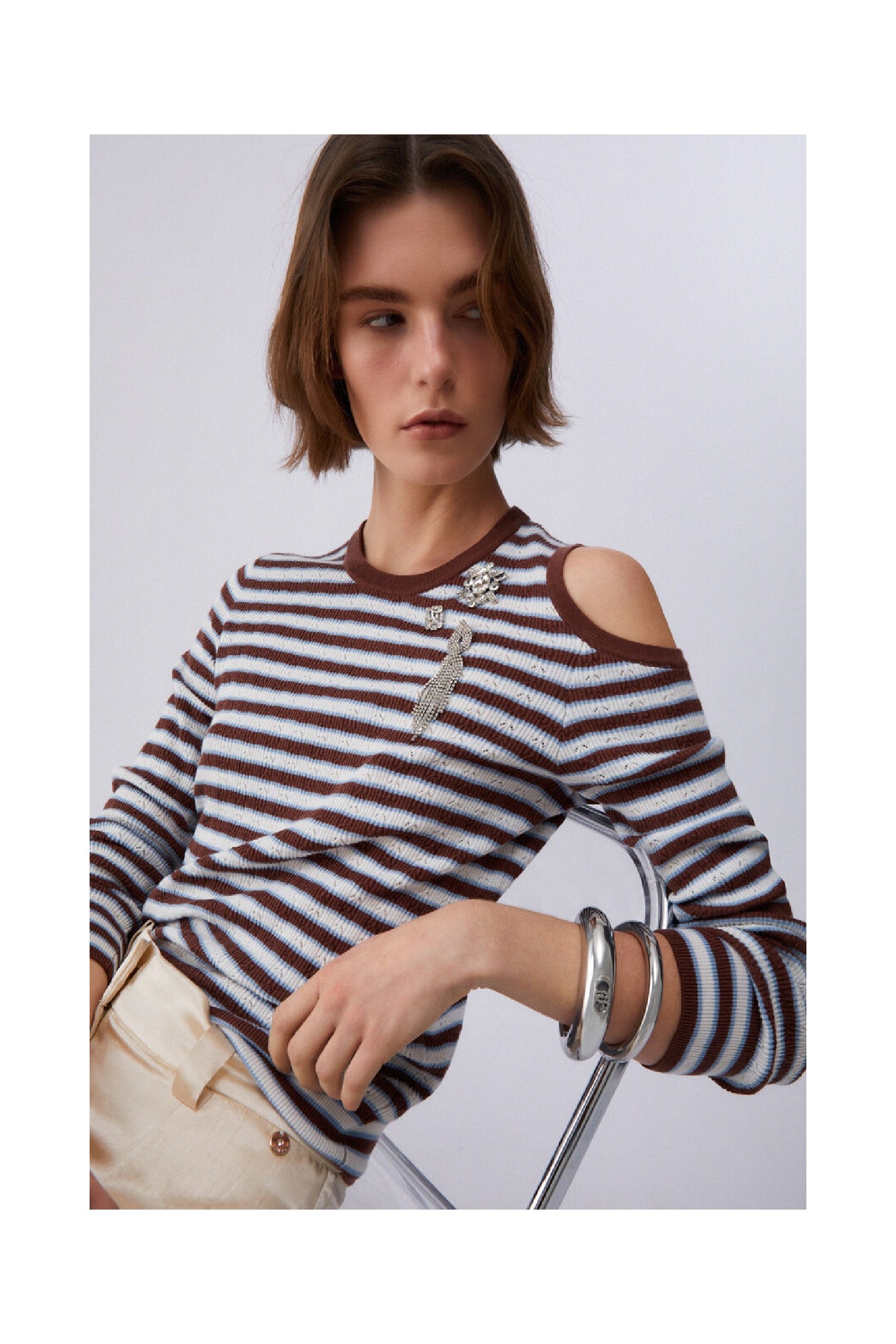 MAGLIA A RIGHE CON CUT-OUT LIU JO