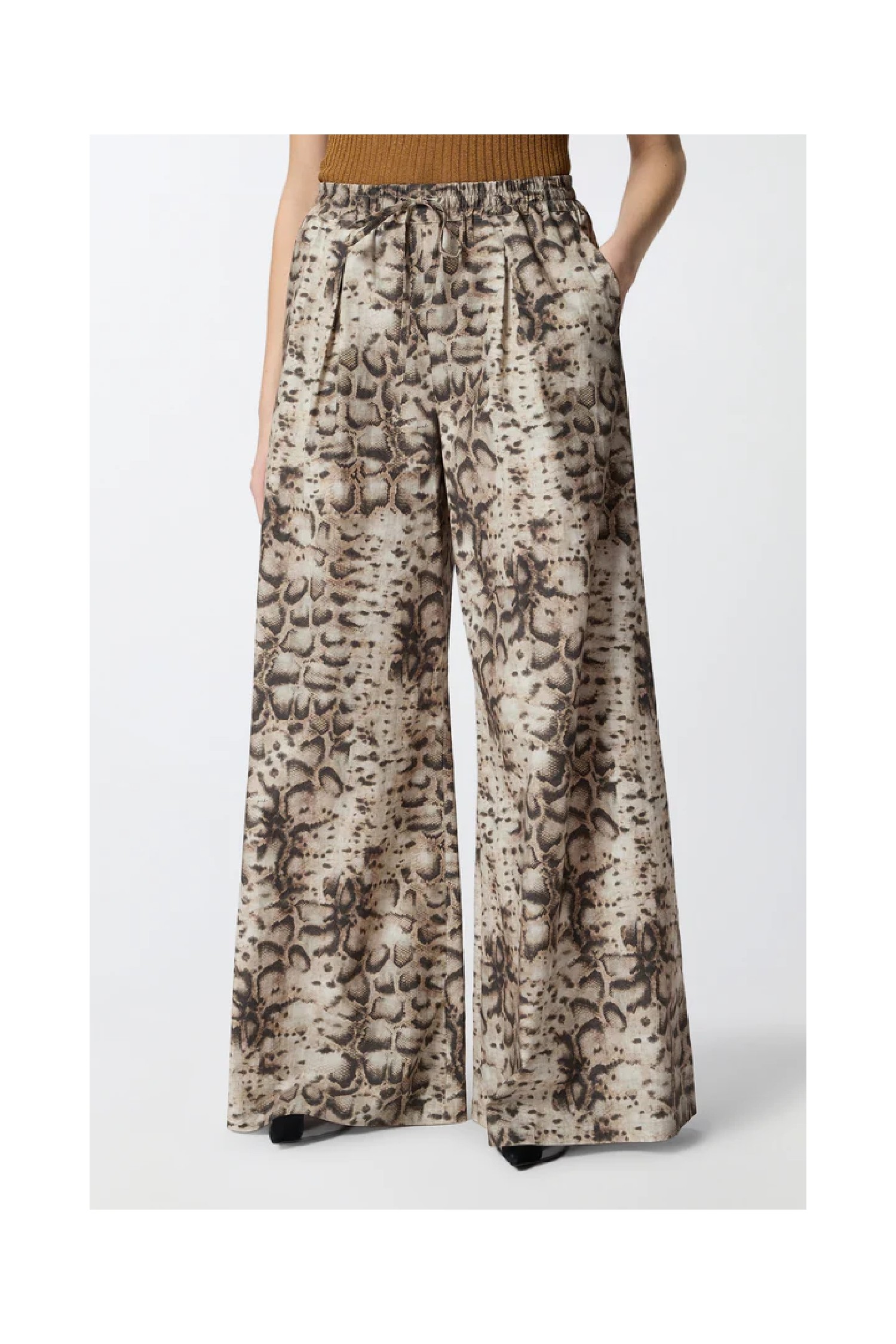 PANTALONI AMPI CON STAMPA SNAKE PINKO