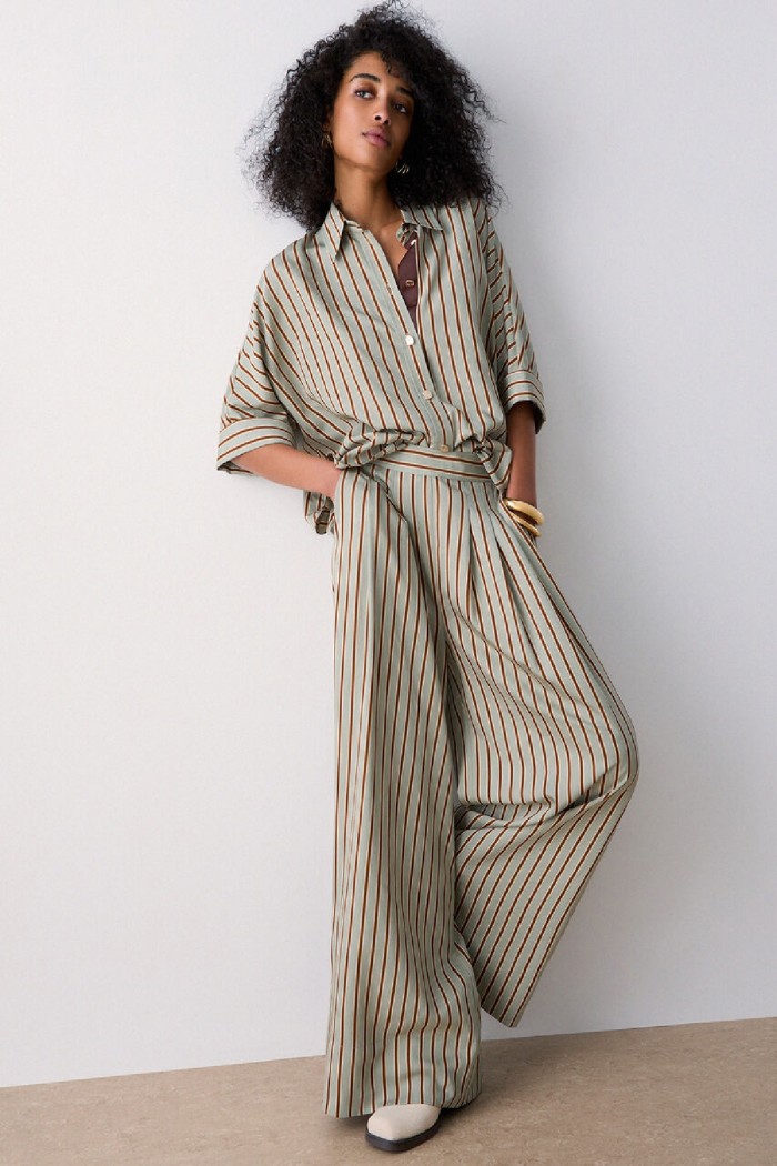 PANTALONI IN RAYON A RIGHE LIU JO