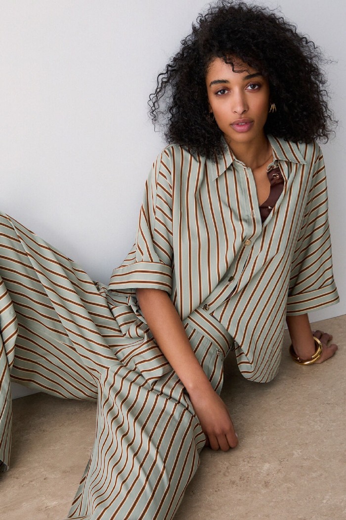 PANTALONI IN RAYON A RIGHE LIU JO