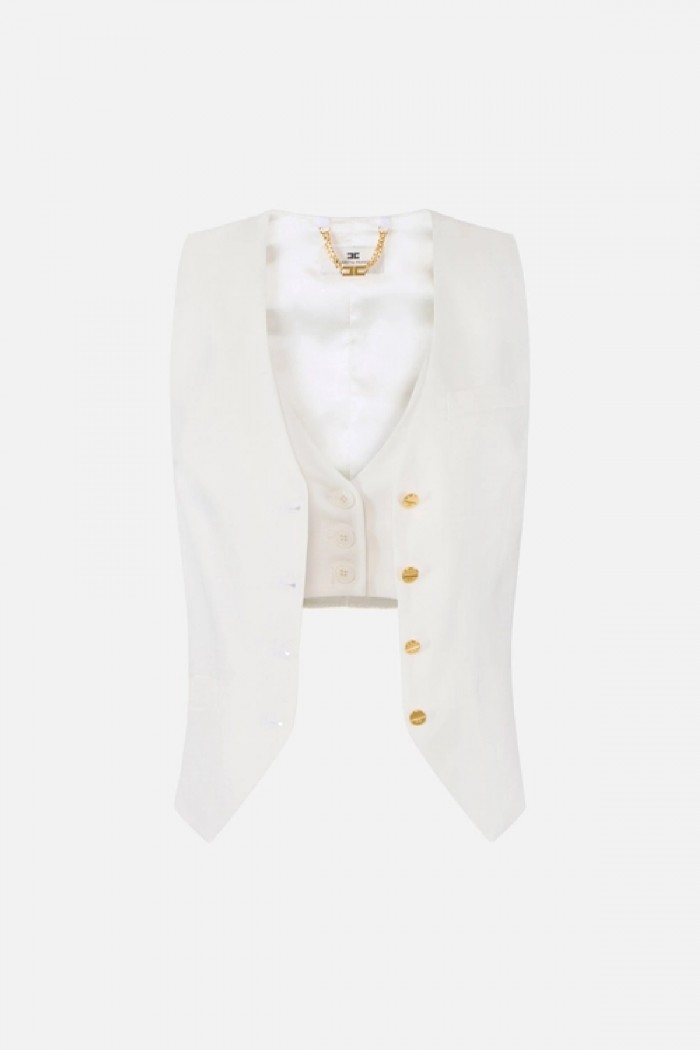 GILET IN MISTO LINO E CREPE ELISABETTA FRANCHI