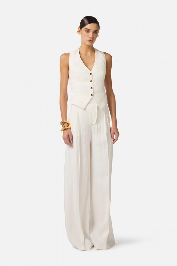 GILET IN MISTO LINO E CREPE ELISABETTA FRANCHI