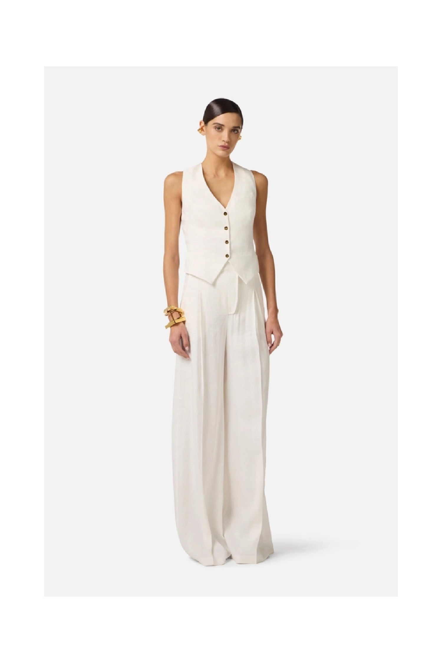 GILET IN MISTO LINO E CREPE ELISABETTA FRANCHI