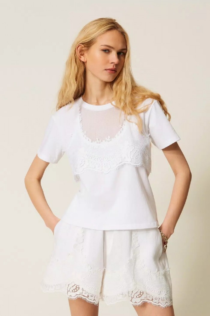 T-SHIRT CON PIZZO TWINSET