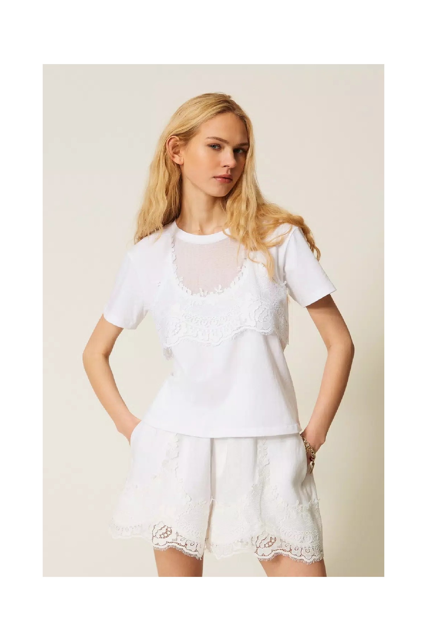 T-SHIRT CON PIZZO TWINSET