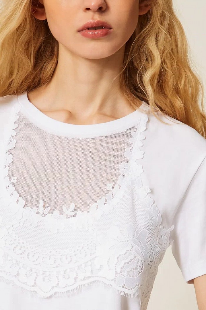 T-SHIRT CON PIZZO TWINSET