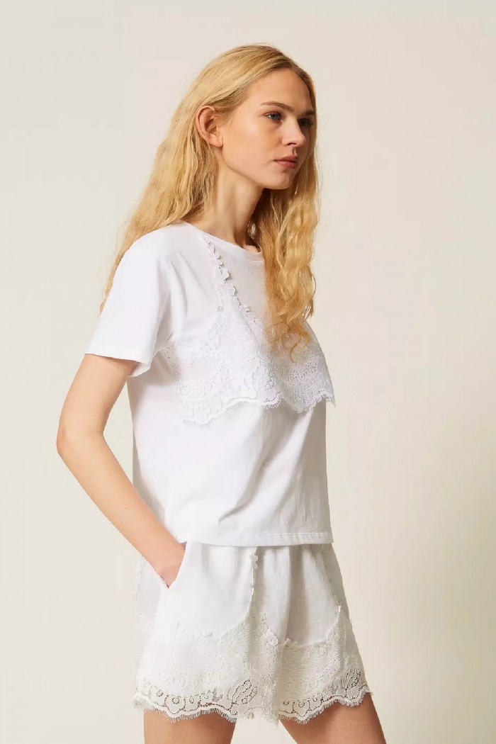 T-SHIRT CON PIZZO TWINSET