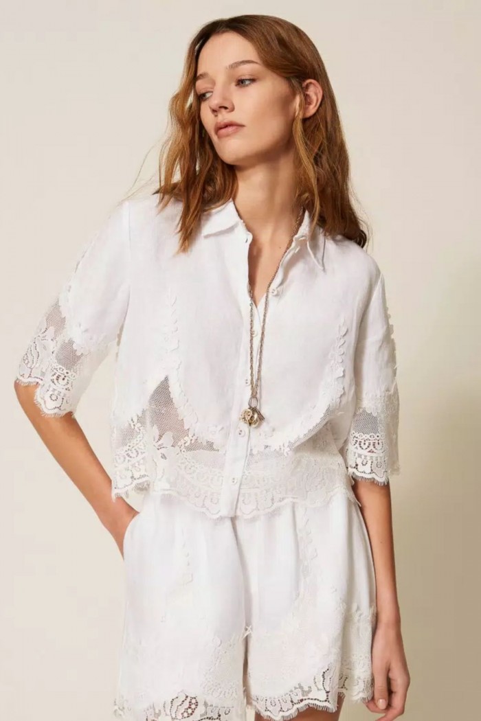 CAMICIA IN LINO CON PIZZO TWINSET