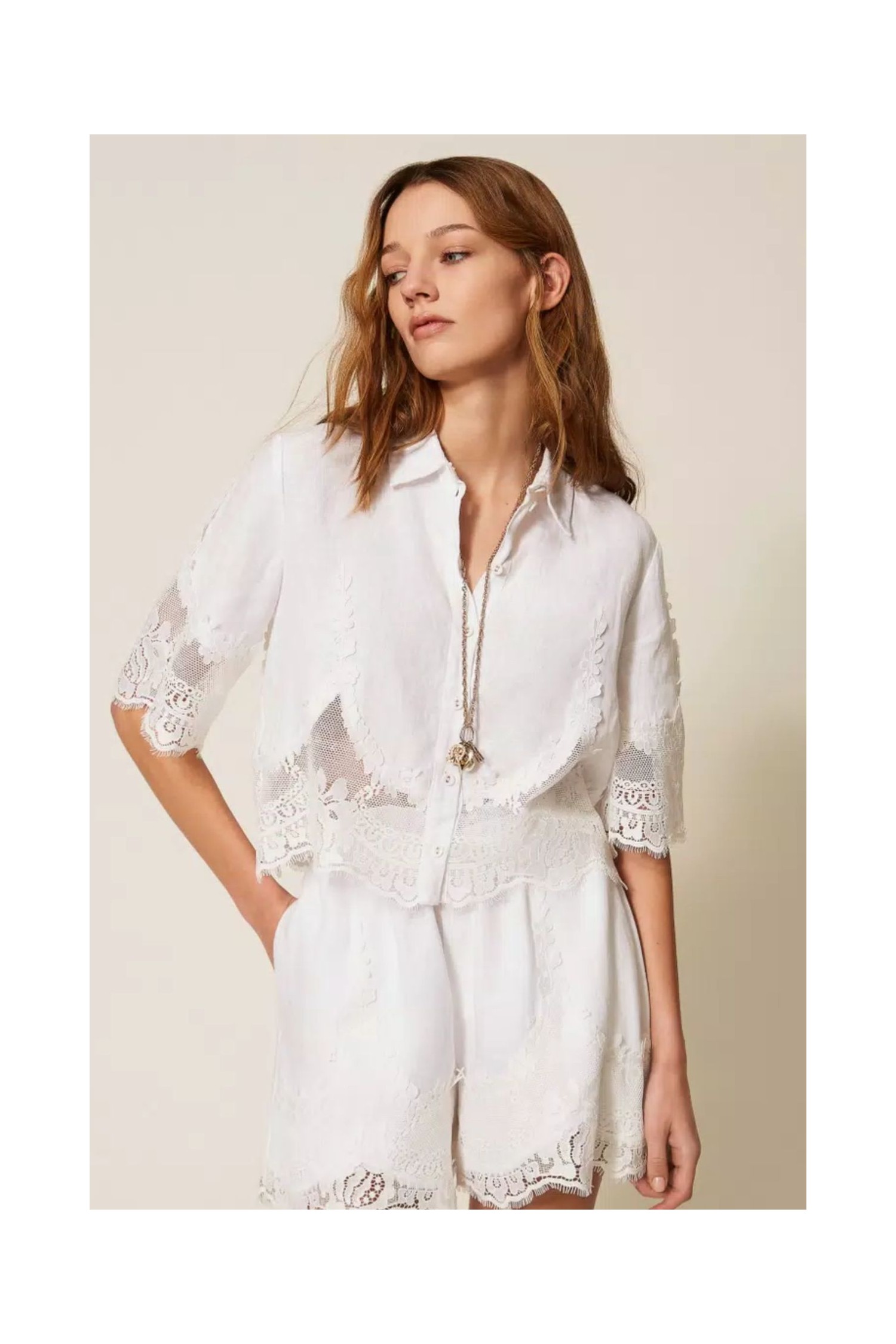 CAMICIA IN LINO CON PIZZO TWINSET