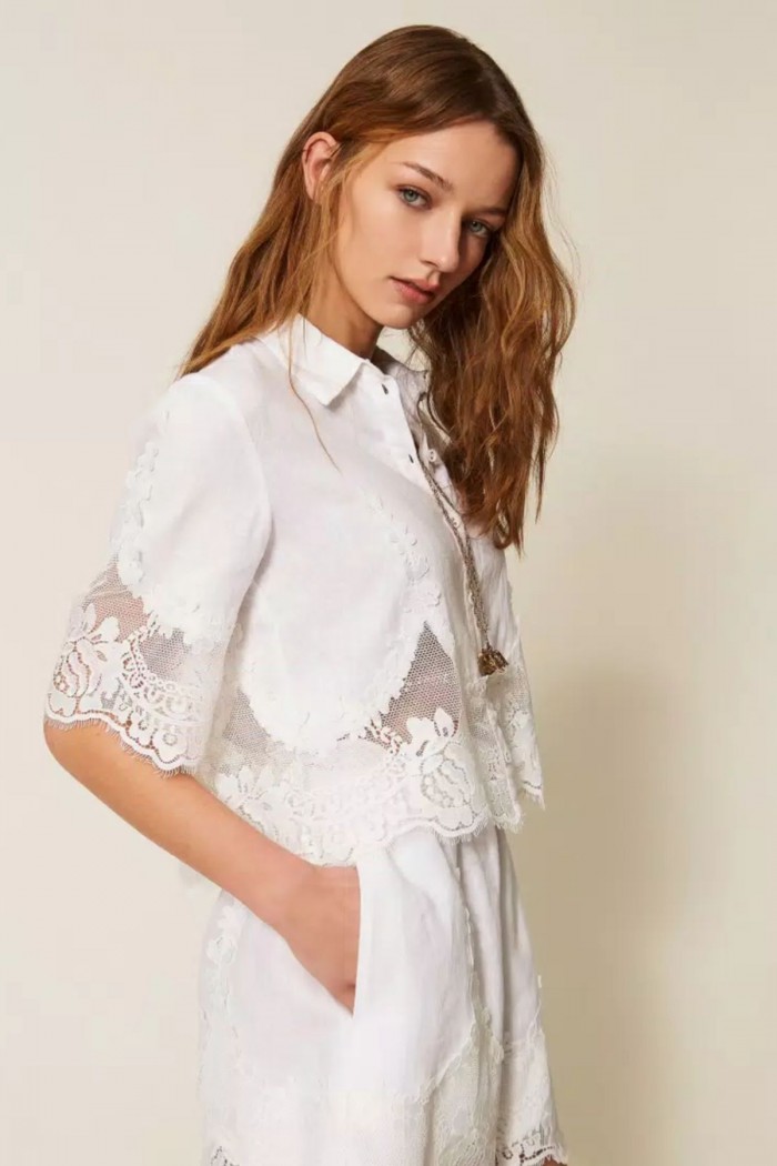 CAMICIA IN LINO CON PIZZO TWINSET