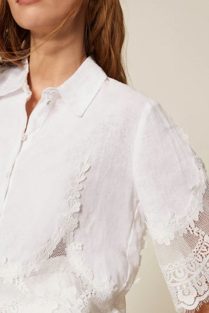 CAMICIA IN LINO CON PIZZO TWINSET