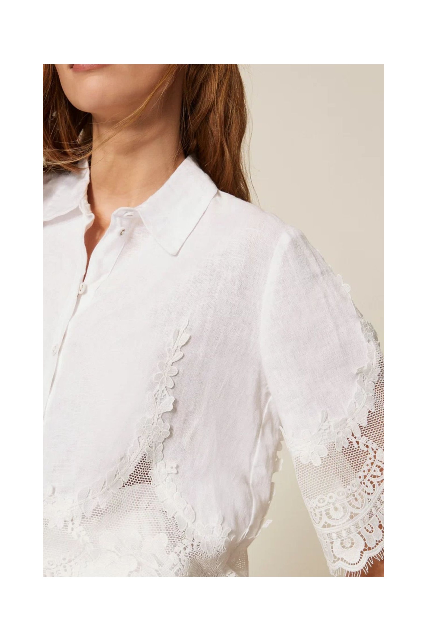 CAMICIA IN LINO CON PIZZO TWINSET