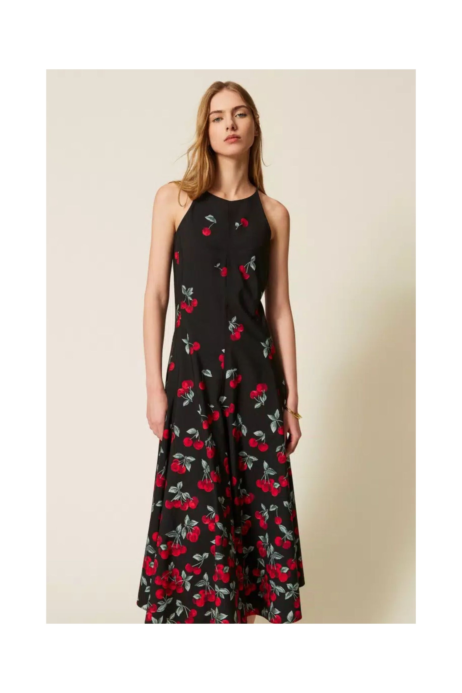 ABITO LUNGO IN POPELINE CON STAMPA CILIEGIE TWINSET