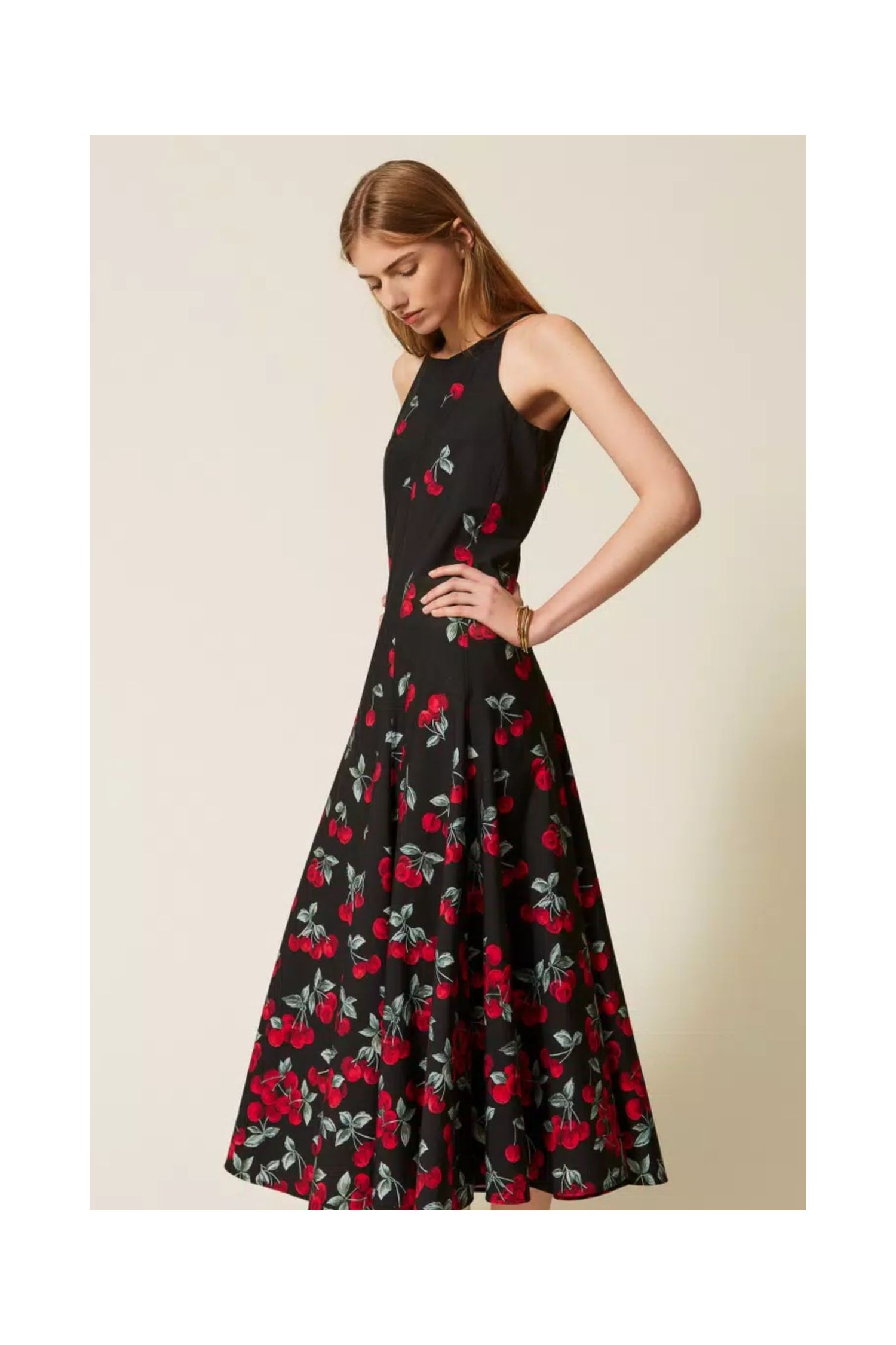 ABITO LUNGO IN POPELINE CON STAMPA CILIEGIE TWINSET