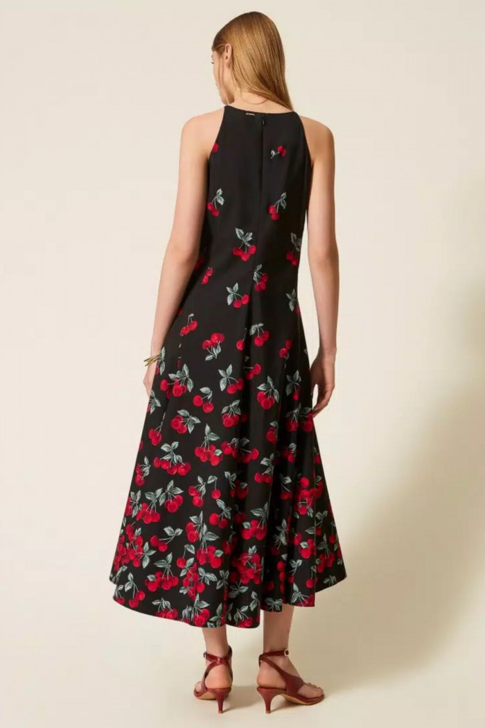 ABITO LUNGO IN POPELINE CON STAMPA CILIEGIE TWINSET