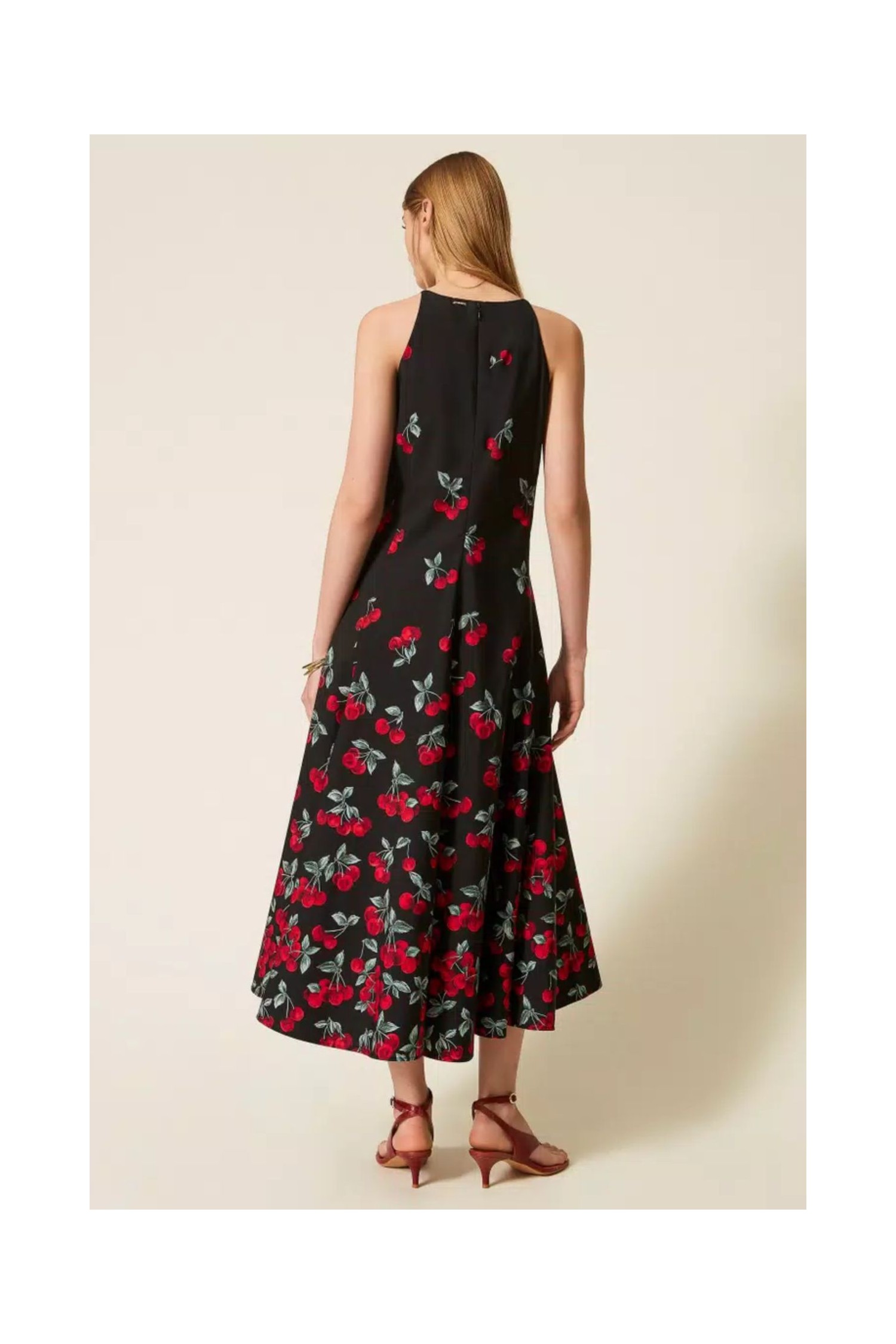 ABITO LUNGO IN POPELINE CON STAMPA CILIEGIE TWINSET