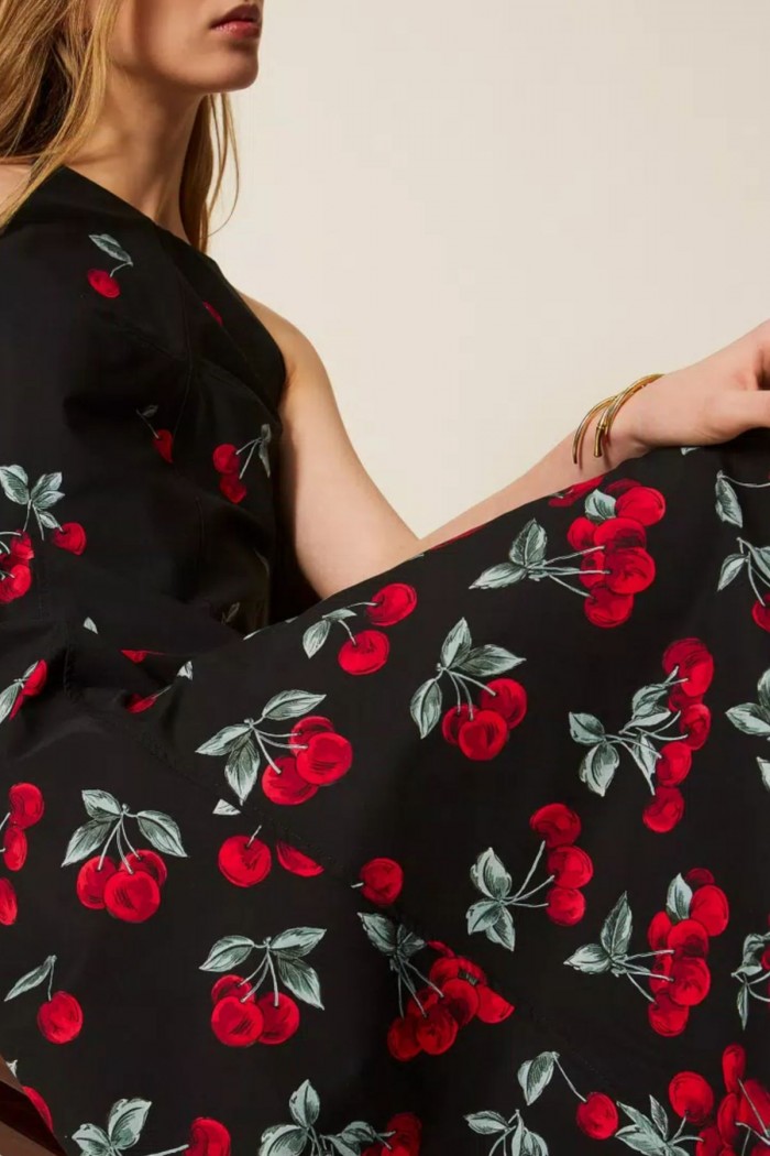 ABITO LUNGO IN POPELINE CON STAMPA CILIEGIE TWINSET