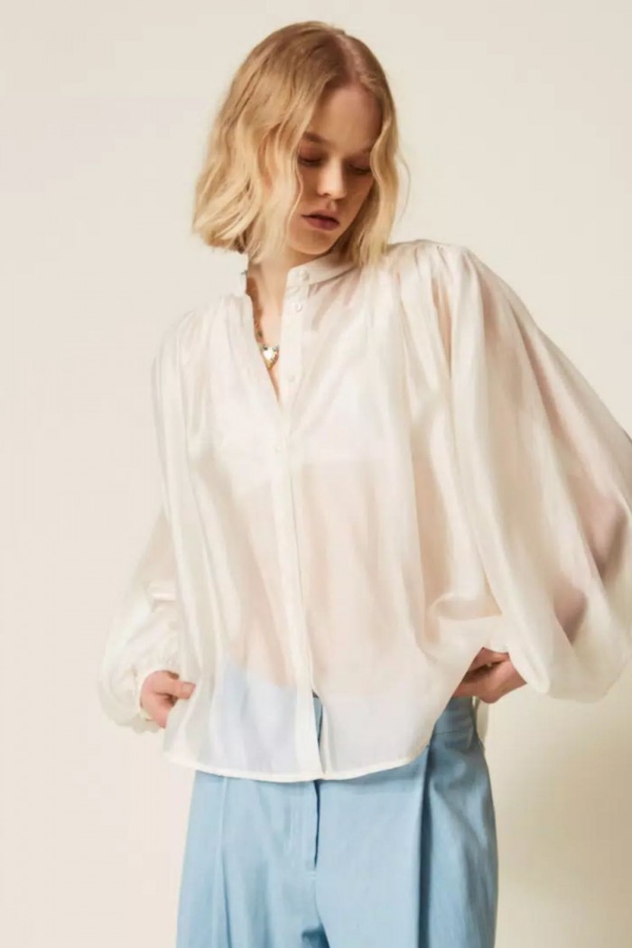 CAMICIA IN VOILE CON ARRICIATURA TWINSET