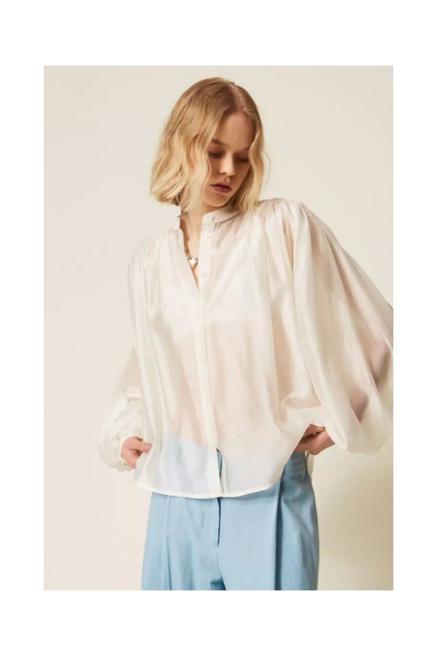 CAMICIA IN VOILE CON ARRICIATURA TWINSET