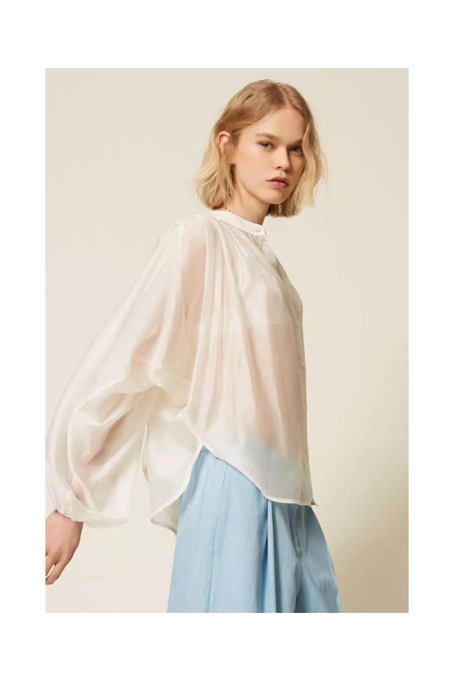 CAMICIA IN VOILE CON ARRICIATURA TWINSET