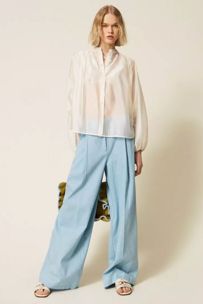 CAMICIA IN VOILE CON ARRICIATURA TWINSET