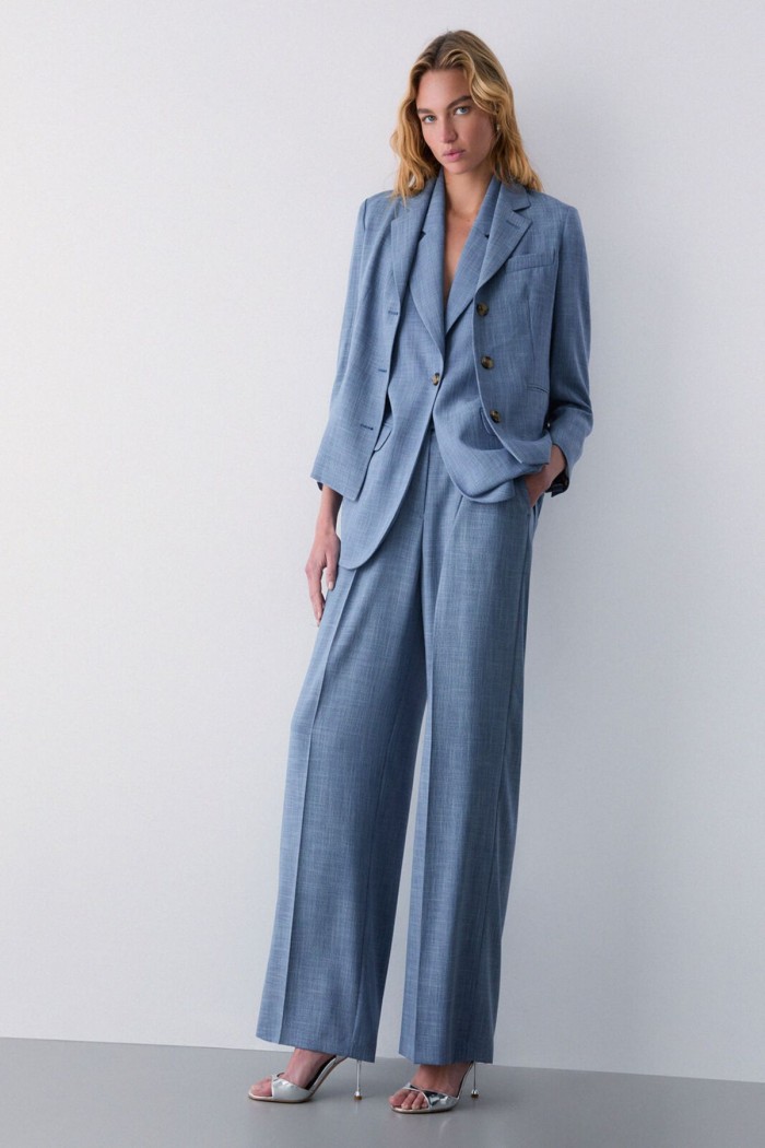 PANTALONI PALAZZO IN TESSUTO MELANGE LIU JO