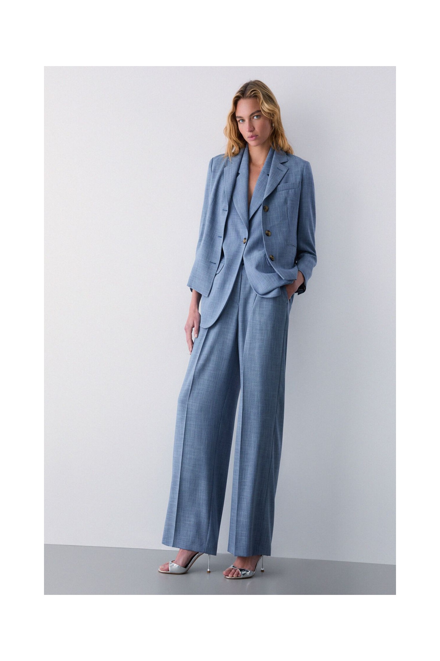 PANTALONI PALAZZO IN TESSUTO MELANGE LIU JO