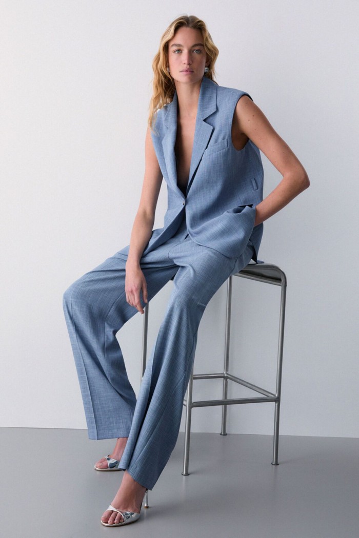 PANTALONI PALAZZO IN TESSUTO MELANGE LIU JO