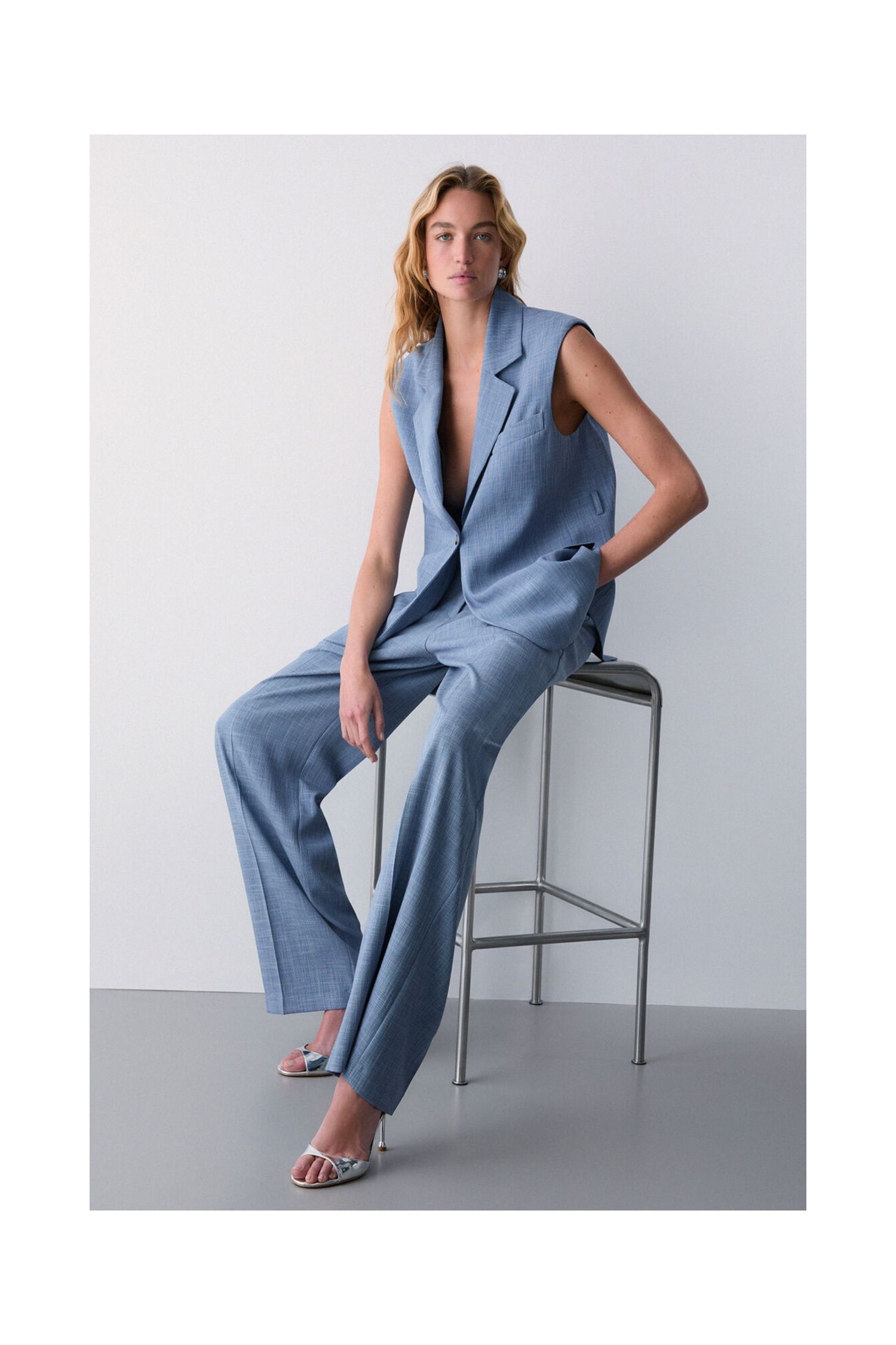 PANTALONI PALAZZO IN TESSUTO MELANGE LIU JO