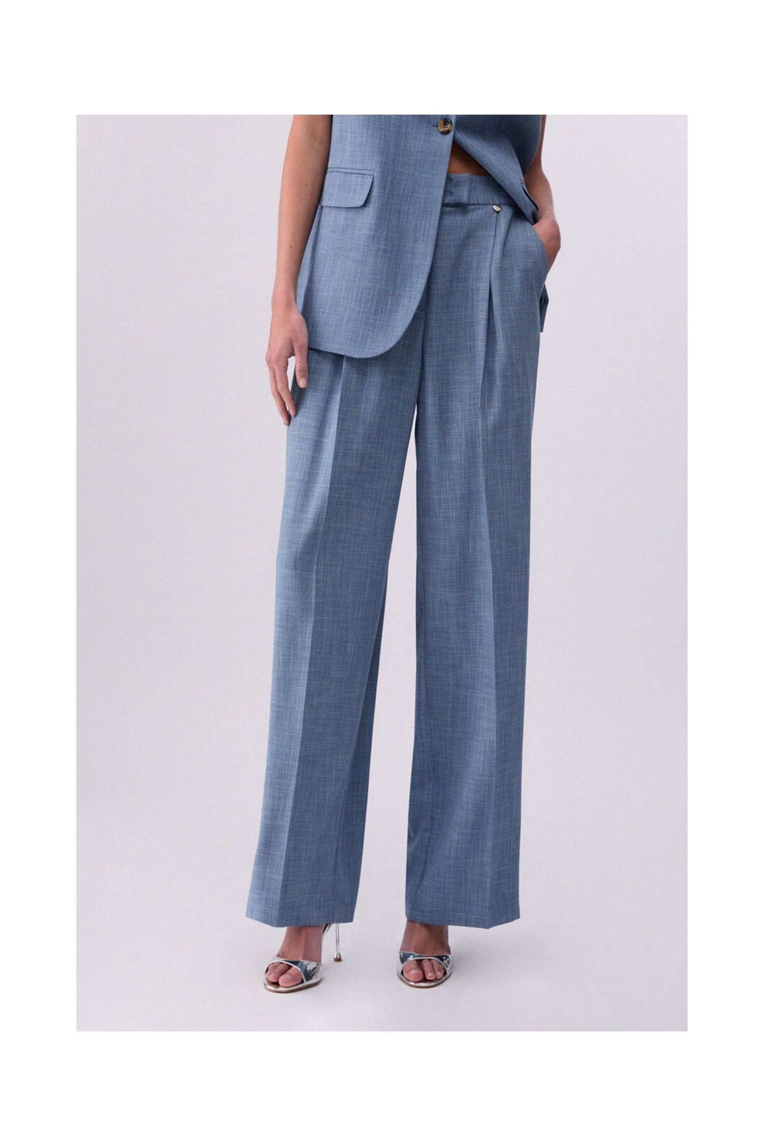 PANTALONI PALAZZO IN TESSUTO MELANGE LIU JO