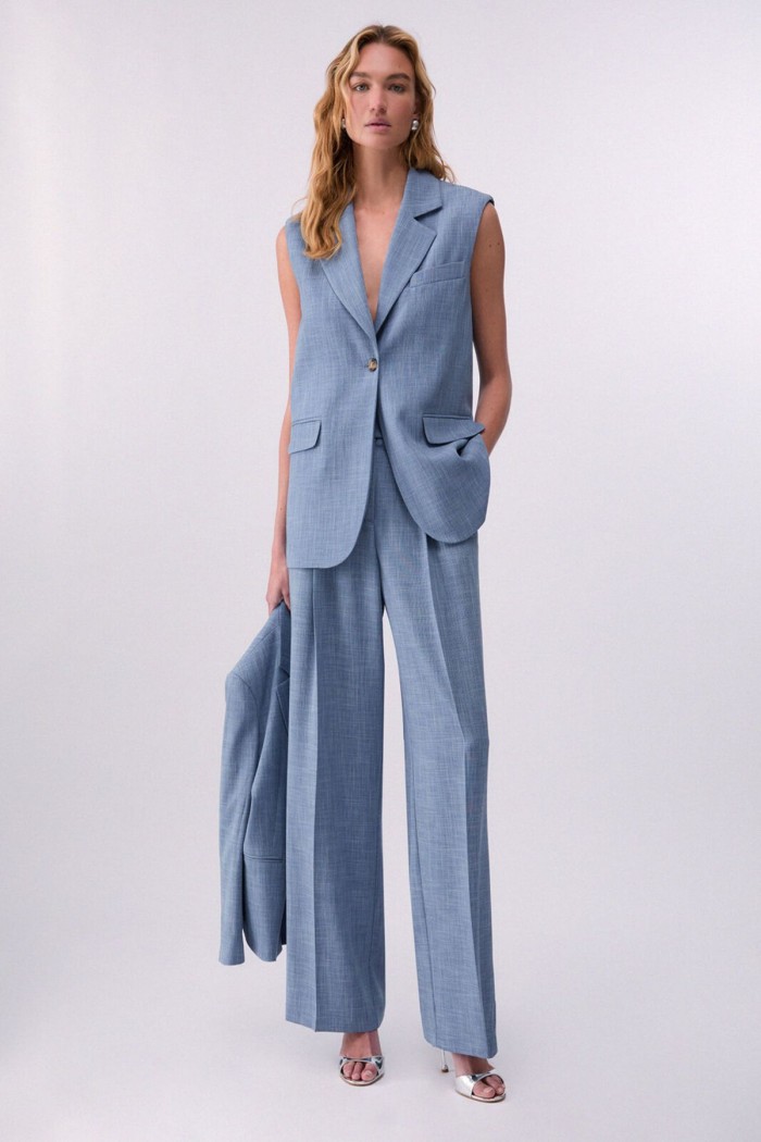 PANTALONI PALAZZO IN TESSUTO MELANGE LIU JO