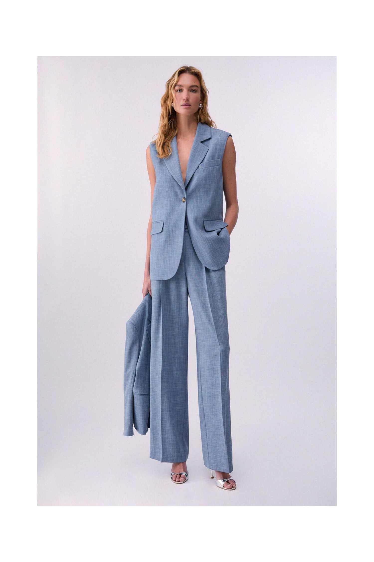 PANTALONI PALAZZO IN TESSUTO MELANGE LIU JO