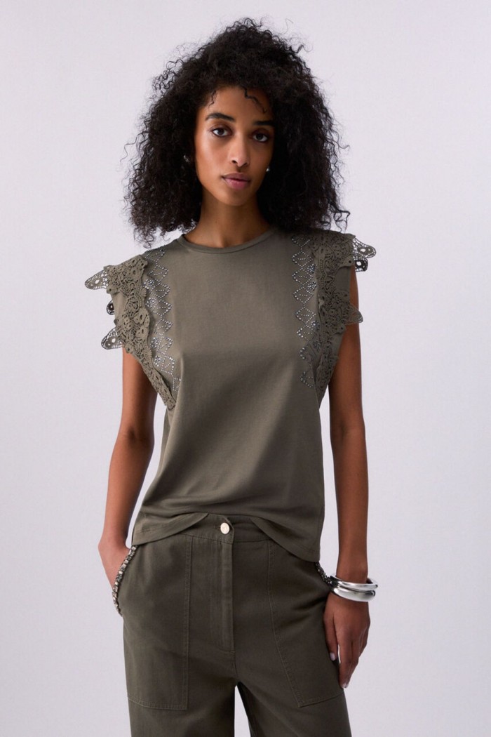 T SHIRT CON DETTAGLI MACRAME LIU JO