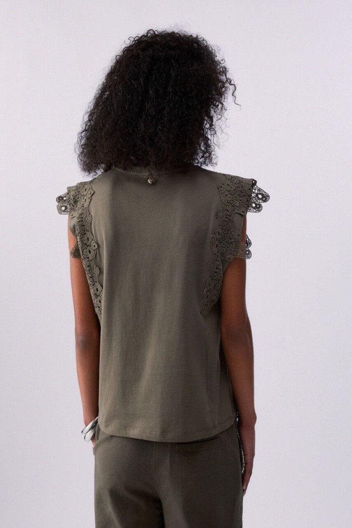 T SHIRT CON DETTAGLI MACRAME LIU JO