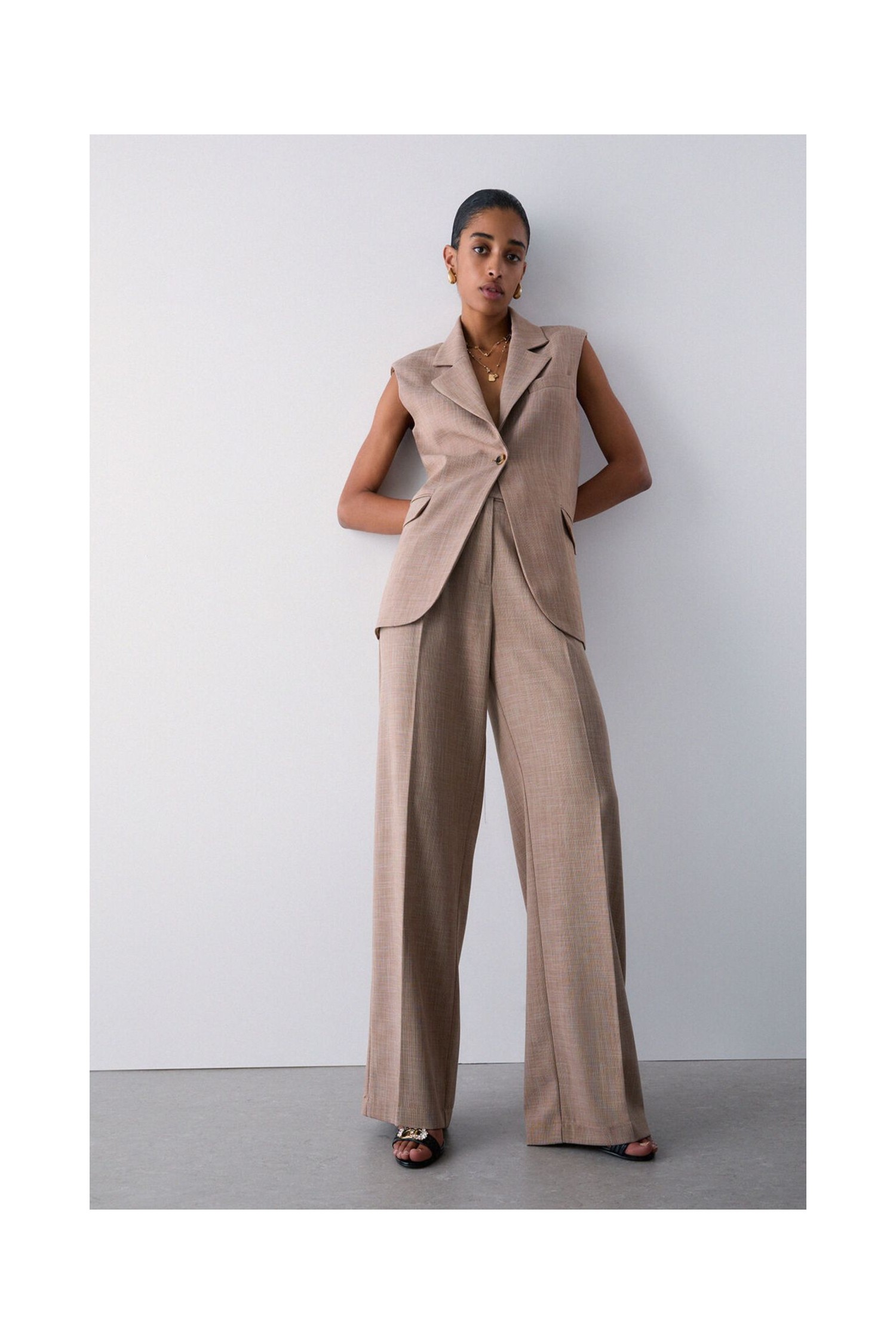 PANTALONI PALAZZO IN TESSUTO MELANGE LIU JO