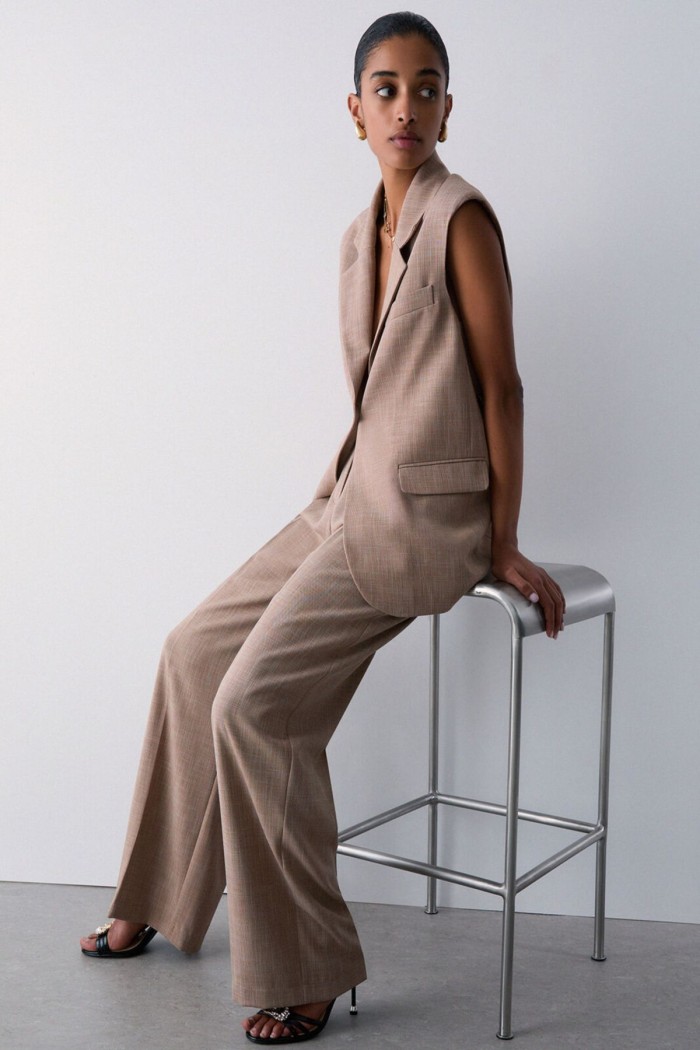 PANTALONI PALAZZO IN TESSUTO MELANGE LIU JO