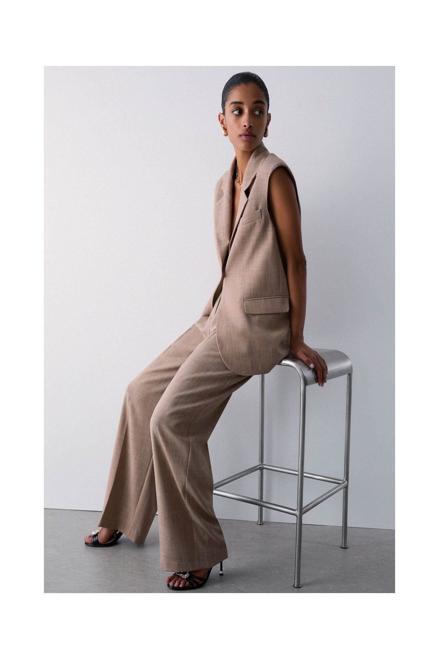 PANTALONI PALAZZO IN TESSUTO MELANGE LIU JO