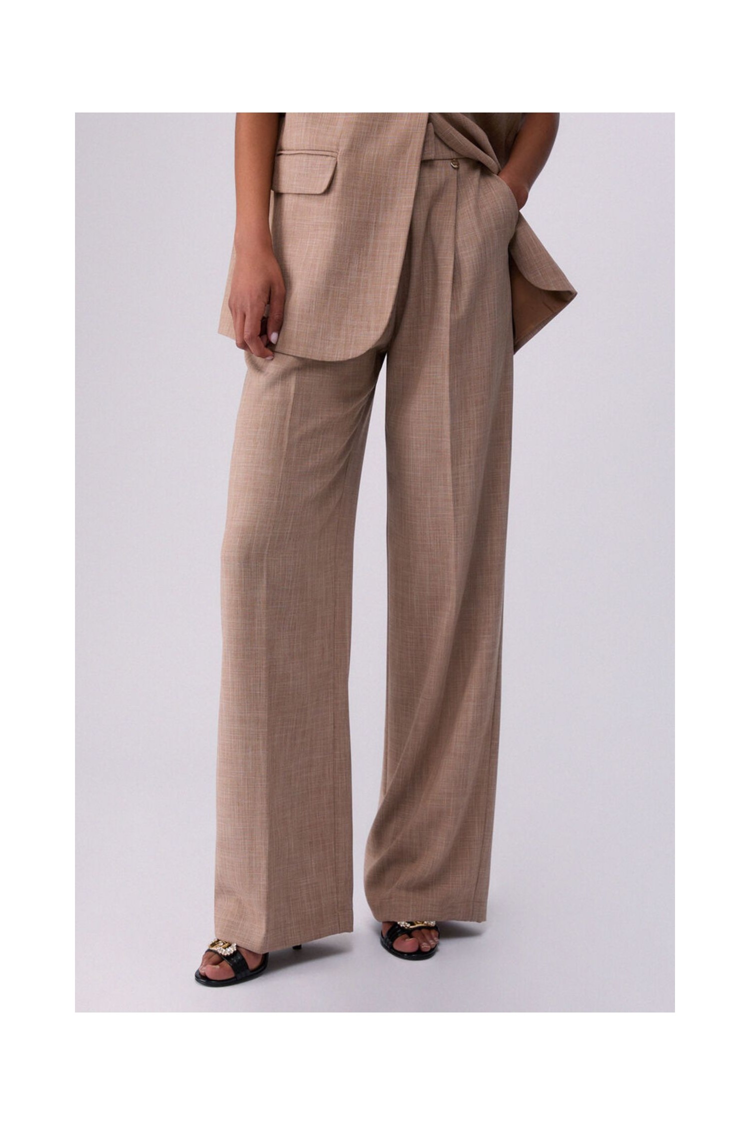 PANTALONI PALAZZO IN TESSUTO MELANGE LIU JO