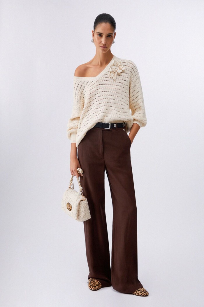 PANTALONI IN MISTO LINO LIU JO