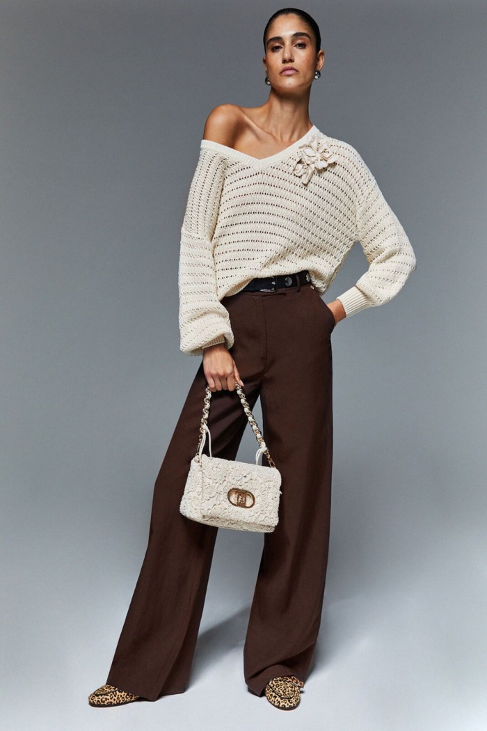 PANTALONI IN MISTO LINO LIU JO