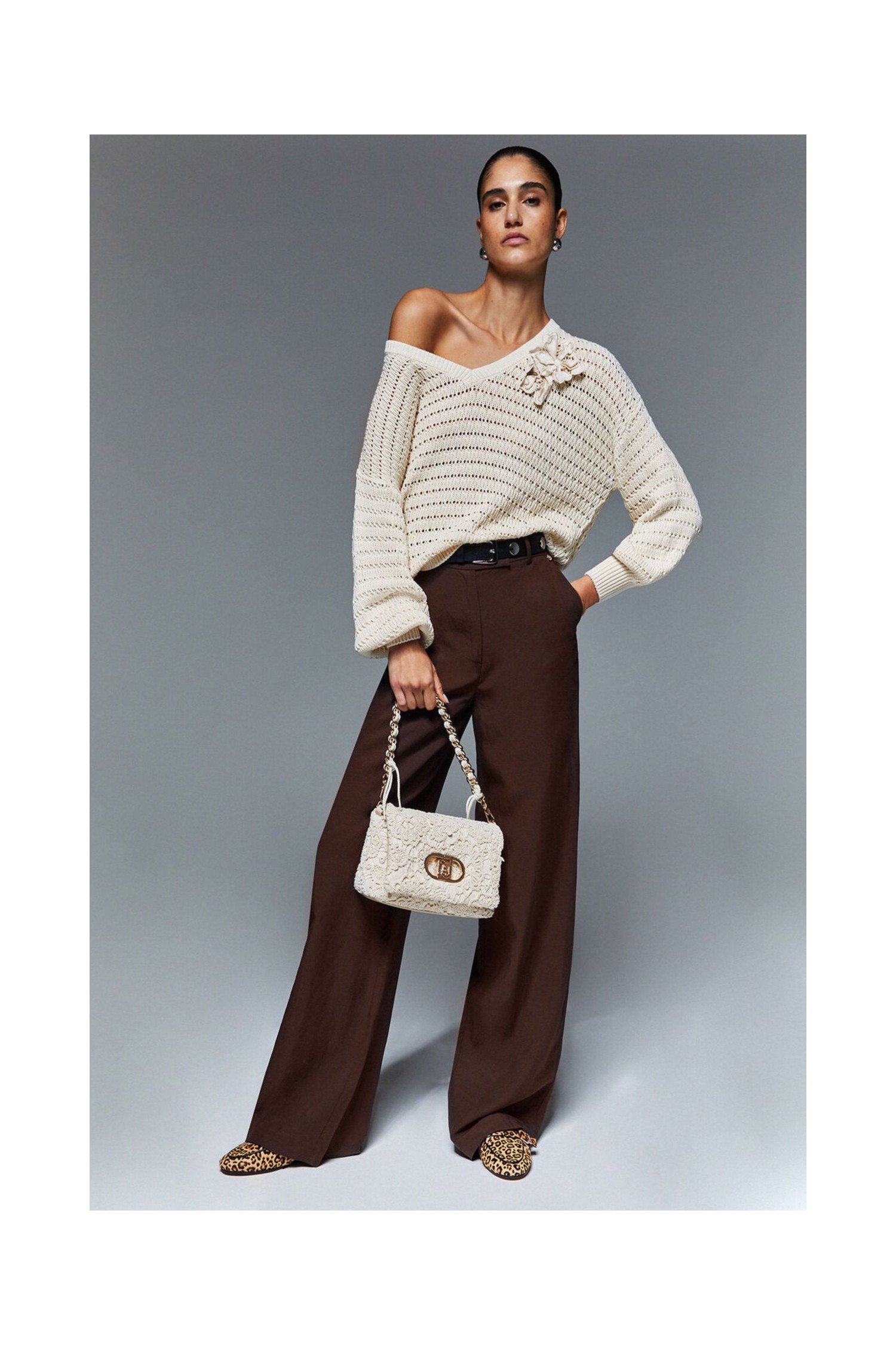 PANTALONI IN MISTO LINO LIU JO