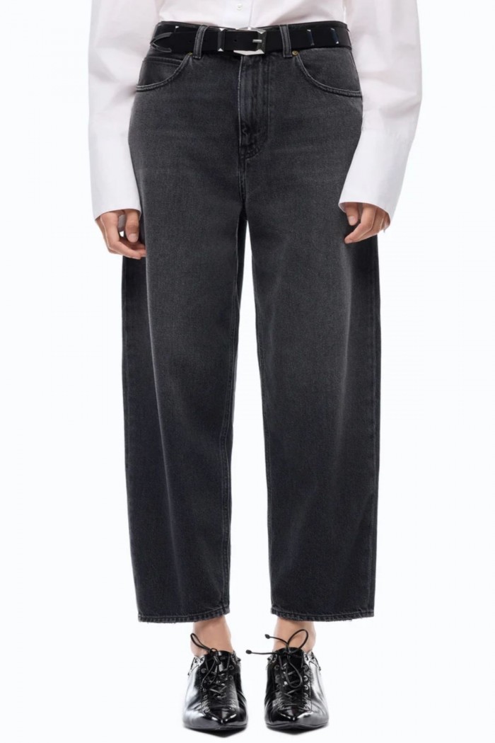 JEANS BALLON FIT CON INSERTI EFFETTO PELLE PINKO