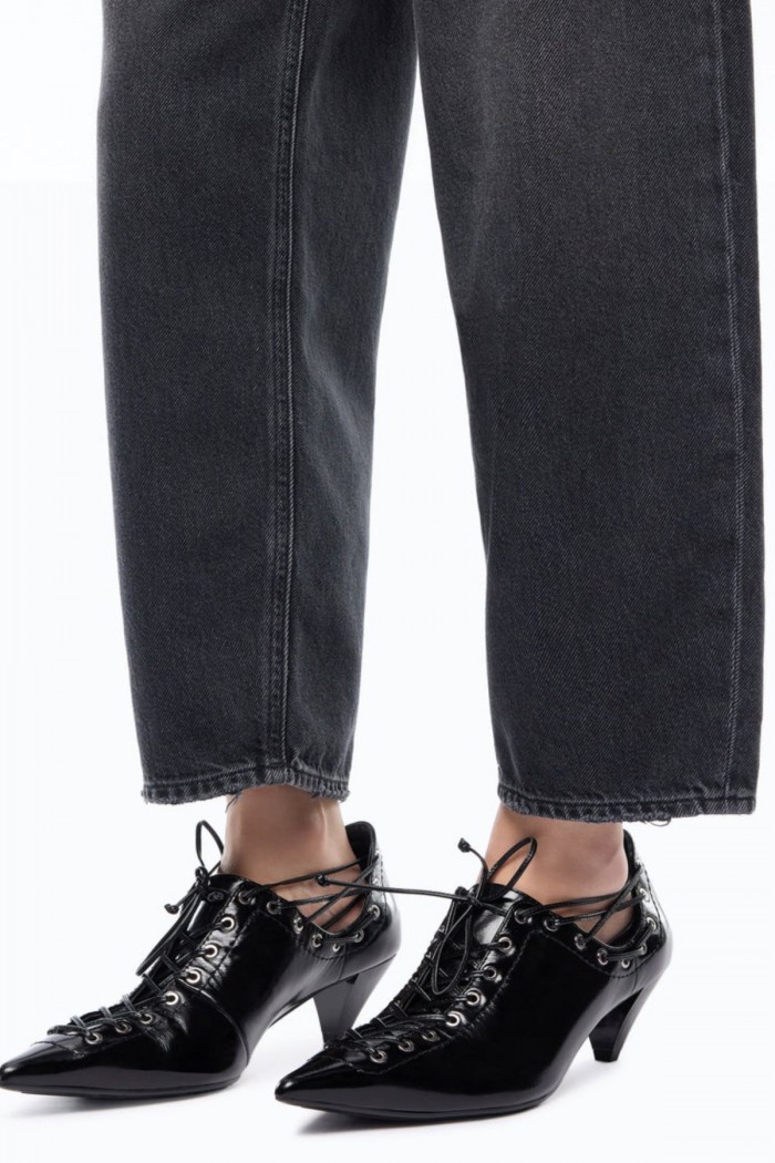 JEANS BALLON FIT CON INSERTI EFFETTO PELLE PINKO