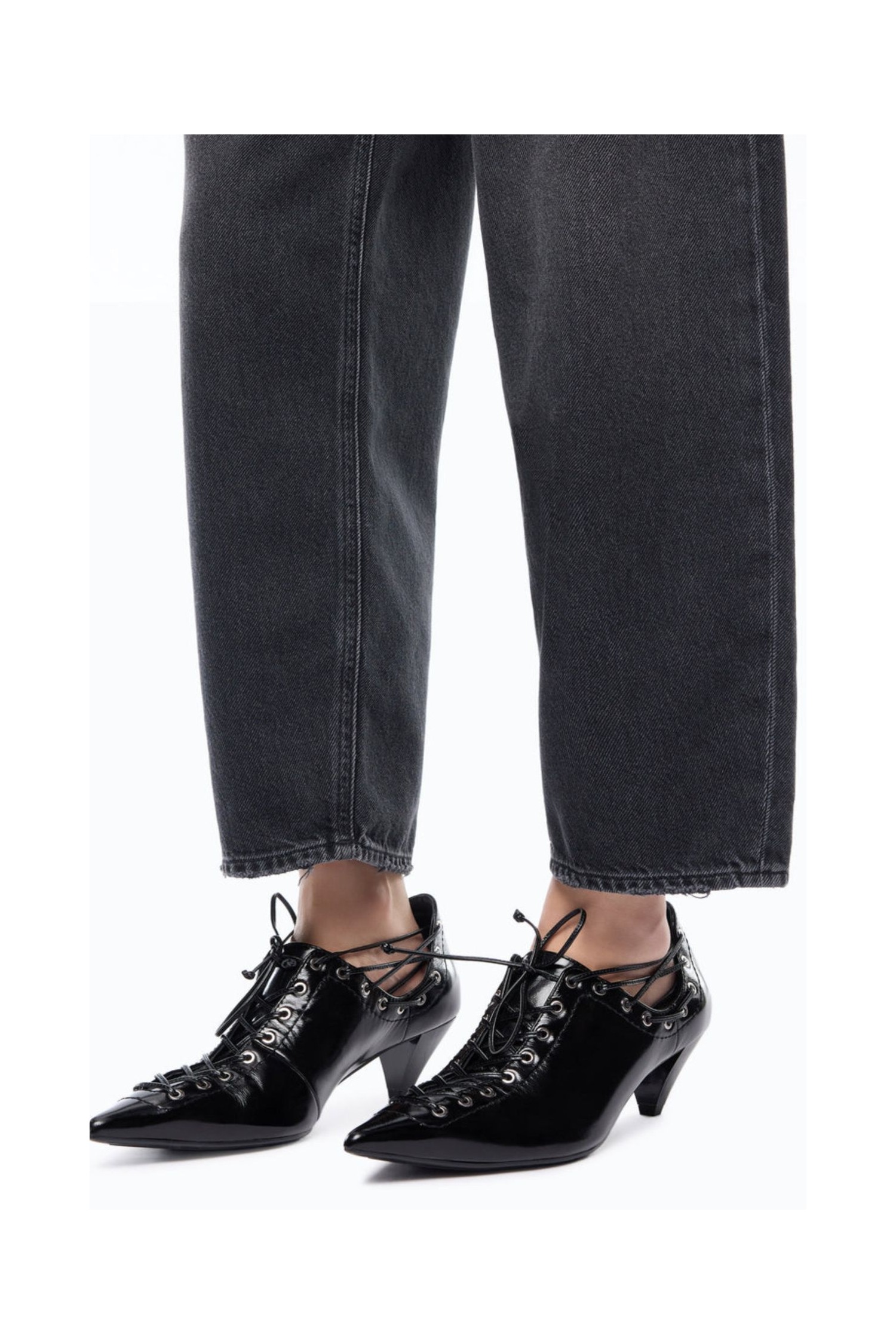 JEANS BALLON FIT CON INSERTI EFFETTO PELLE PINKO