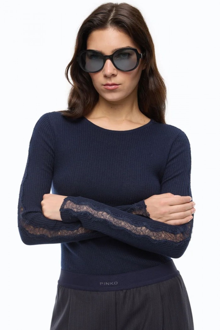 MAGLIA A COSTINE CON PIZZO PINKO
