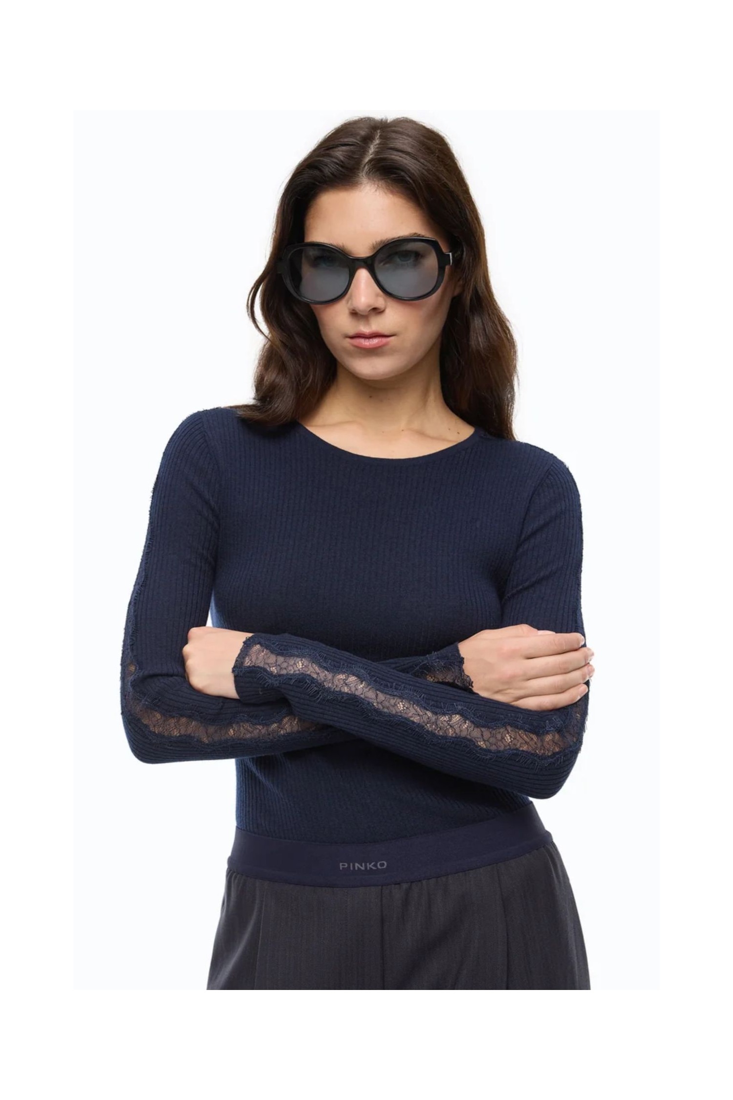 MAGLIA A COSTINE CON PIZZO PINKO