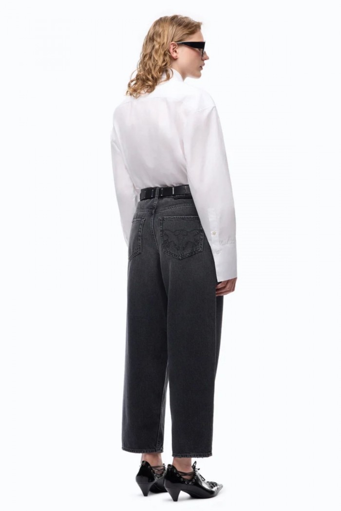 JEANS BALLON FIT CON INSERTI EFFETTO PELLE PINKO