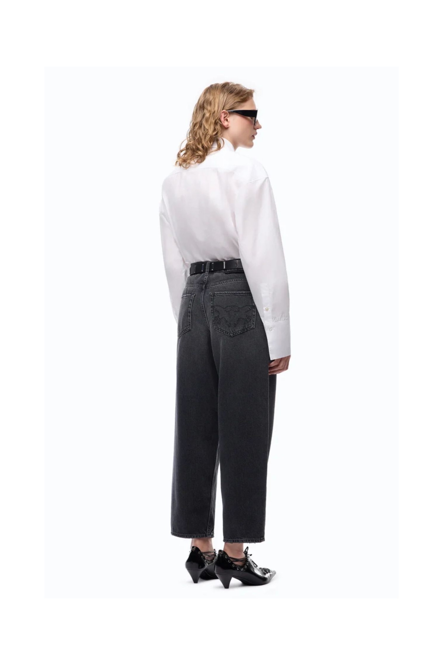 JEANS BALLON FIT CON INSERTI EFFETTO PELLE PINKO